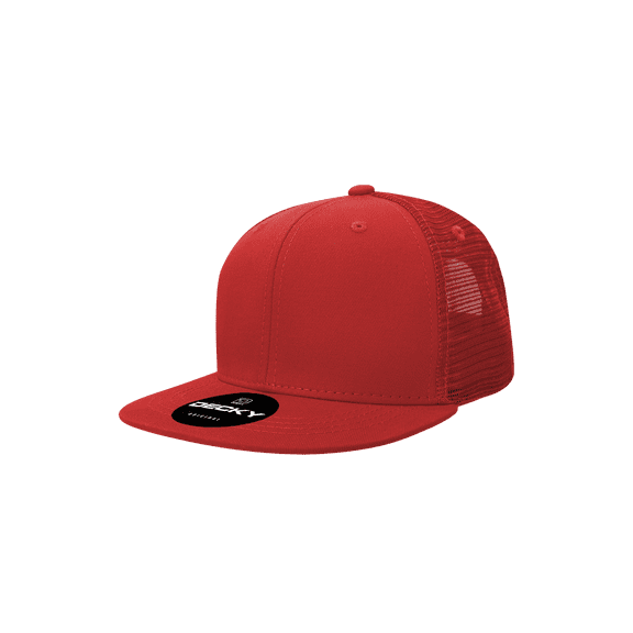 Decky 5010 Youth 6 Panel High Profile Structured Cotton Trucker Hat-Red