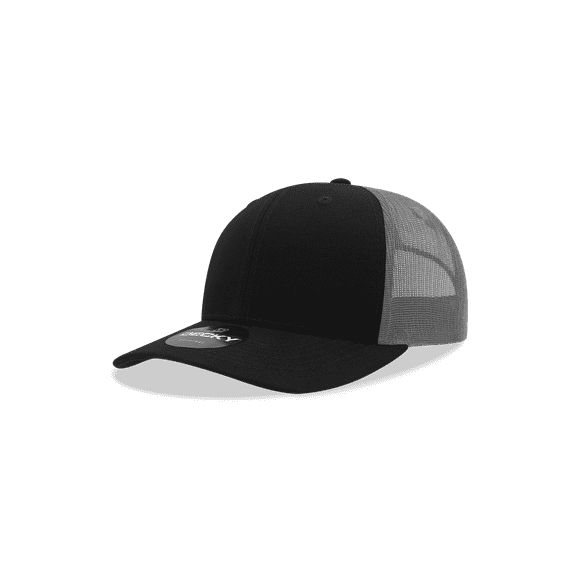 Decky 5019 Youth 6 Panel Mid Profile Structured Cotton Trucker Hat-Black/Charcoal