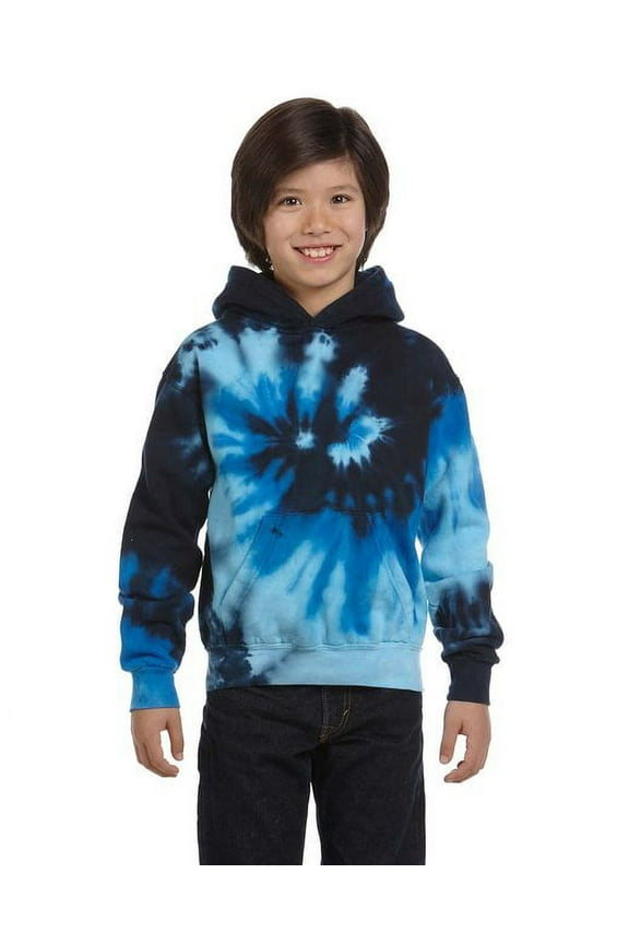 Youth 8.5 oz. Tie-Dyed Pullover Hooded Sweatshirt - BLUE OCEAN - L