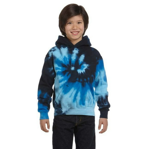 Youth 8.5 oz. Tie-Dyed Pullover Hooded Sweatshirt - BLUE OCEAN - M