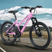 Youth/Adult Mountain Bike, 26 inch Womens Bicycles, Bicicletas Para Mujer for Teenagers Girls, Women MTB with Shimano 21 Speed Grip Shiter and Dual Hand Brakes, Pink
