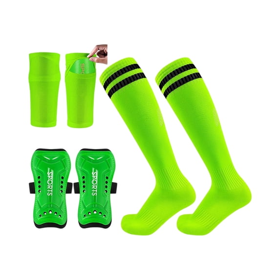 Youth and Adult Soccer Training Kit, Soccer Shin Guards Youth, Shin Guard Sleeves Youth, Soccer Equipment for Training, Full 6-Piece Set Including 2 Soccer Socks, 2 Shin Guard