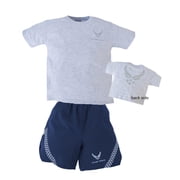 TROOPER Clothing Boys Air Force 2-Piece PT Short Set, Athletic Short Sleeve Top and Shorts, Youth Size Large 14-16