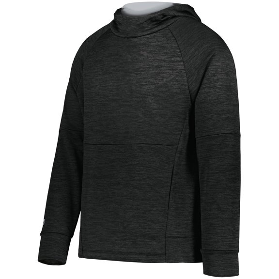 Holloway 223680.143.XL Youth All-Pro Performance Fleece Hoodie, Black Heather & Silver - Extra Large