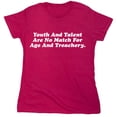 thumbnail image 1 of Youth And Talent Are No Match For Age And Treachery Sarcastic Humor Novelty Funny Women's Casual Tees, 1 of 3