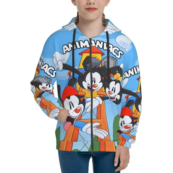 Youth Animaniacs Zip Up Hoodies 3d Print Pullover Hooded Zipper Sweatshirt With Pocket For Boys Girls