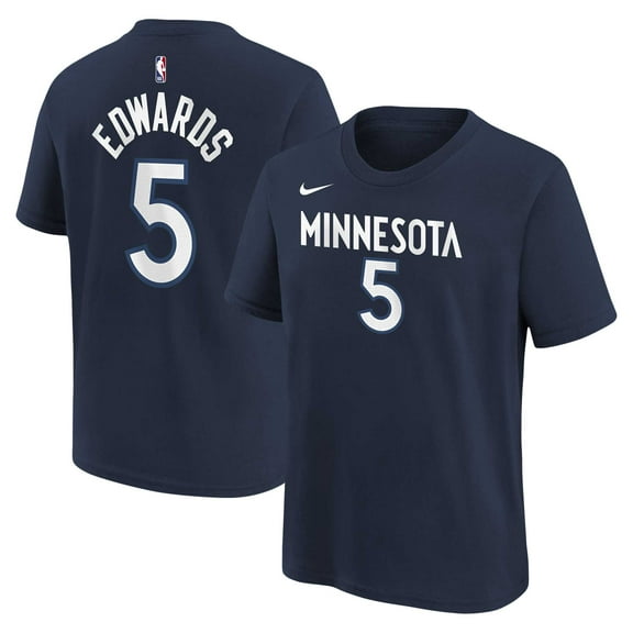 Youth Anthony Edwards Navy Minnesota Timberwolves Icon Name & Number T-Shirt