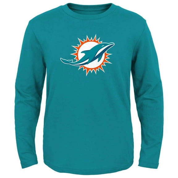 Youth Aqua Miami Dolphins Primary Logo Long Sleeve T-Shirt