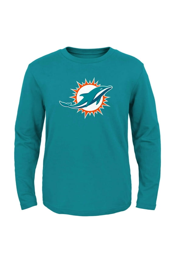 Youth Aqua Miami Dolphins Primary Logo Long Sleeve T-Shirt