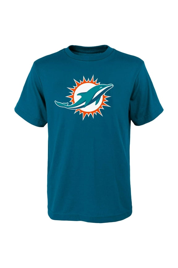 Youth Outerstuff Aqua Miami Dolphins Primary Logo T-Shirt