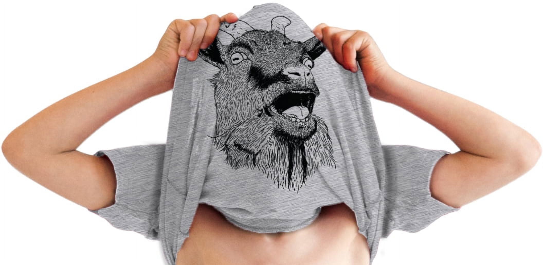 XL Light Heather Grey Goat Graphic Cotton Blend Kids' Tee