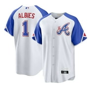 Youth Atlanta Ba #1 Ozzie Albies Embroidery Fans Gameday Apparel Baseball Team Jersey_s Home Shirt Player Baseball Shirts S-3XL