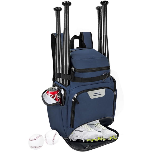 Youth Baseball Bag Softball Backpack, T-ball Backpack Baseball Bat Bag with Shoes Compartment, Fence Hook Fits Softball, Soccer, Basketball, Volleyball