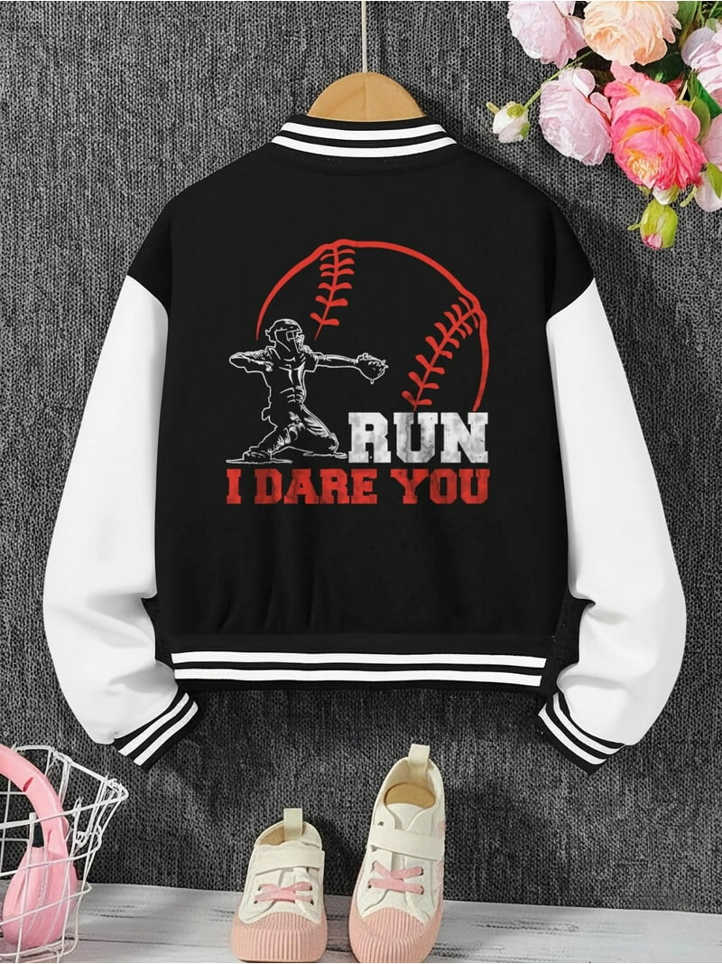 Youth Baseball Jacket Baseball Hoodie Boys Funny Sports Graphic