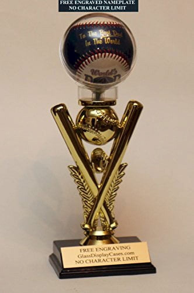 Youth Baseball Personalized Display Case for a Game Ball Award - Trophy. Custom Ball Holder - Free Engraving