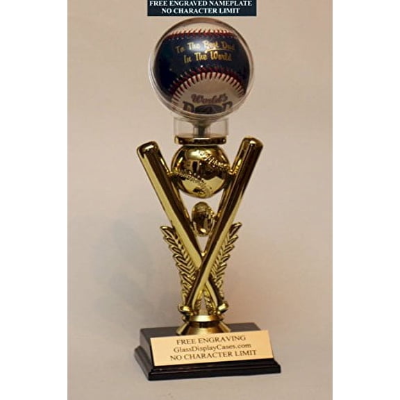Youth Baseball Personalized Display Case for a Game Ball Award - Trophy. Custom Ball Holder - Free Engraving