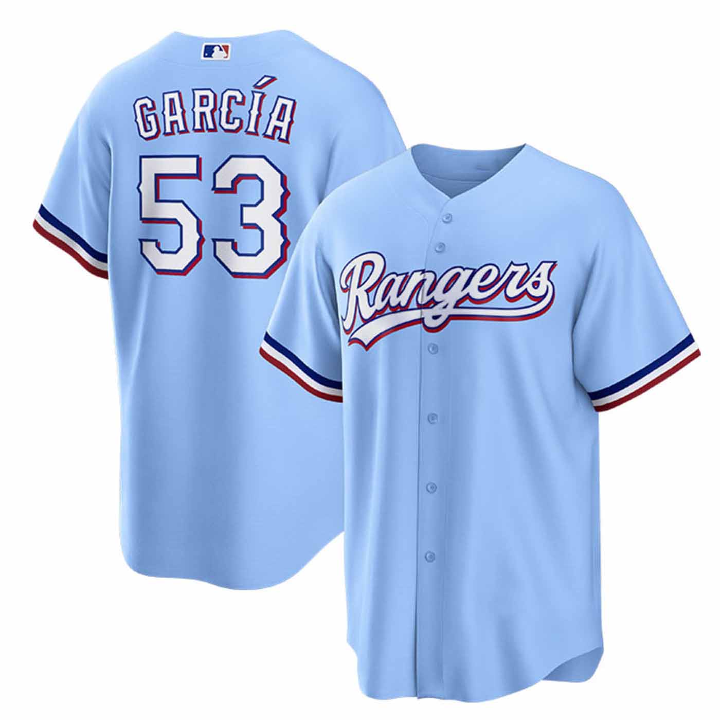 Youth Baseball Team Jersey Adolis García 53 Texas_Rangers Light Blue