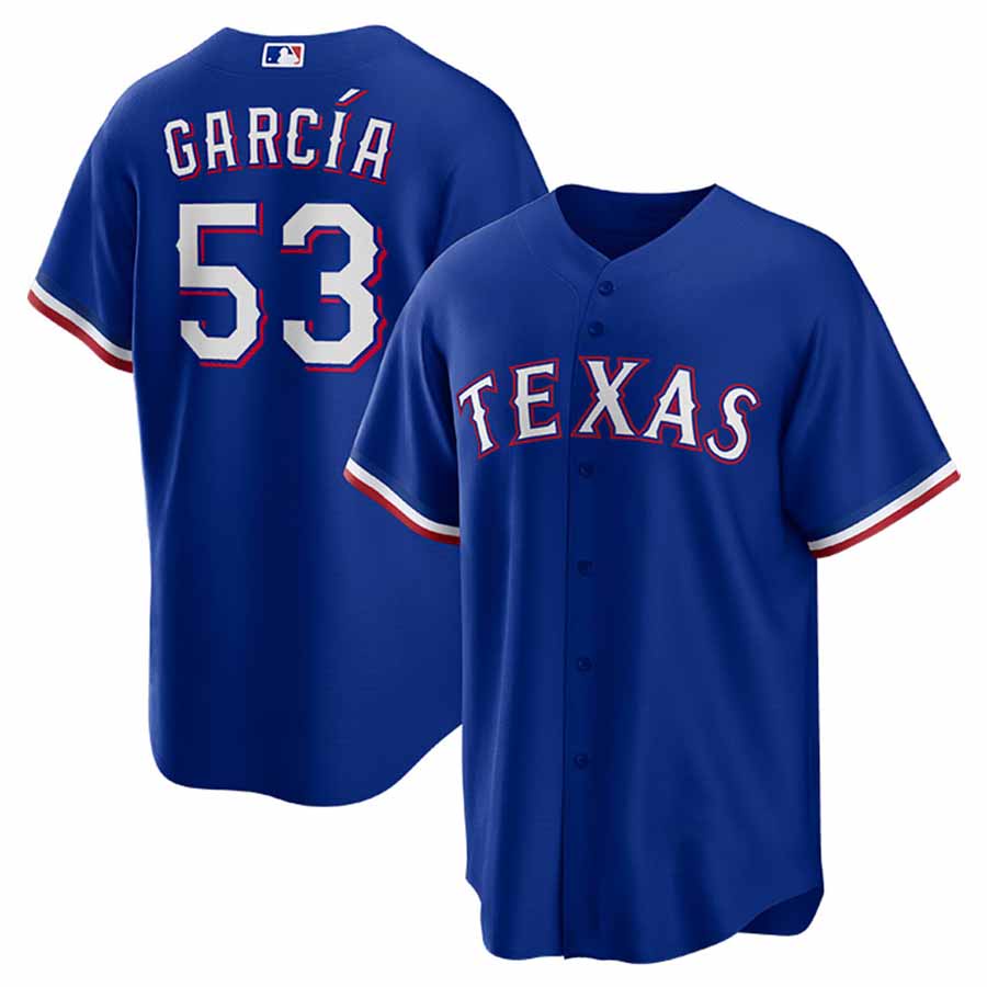 Youth Baseball Team Jersey Adolis García 53 Texas_Rangers Royal Away