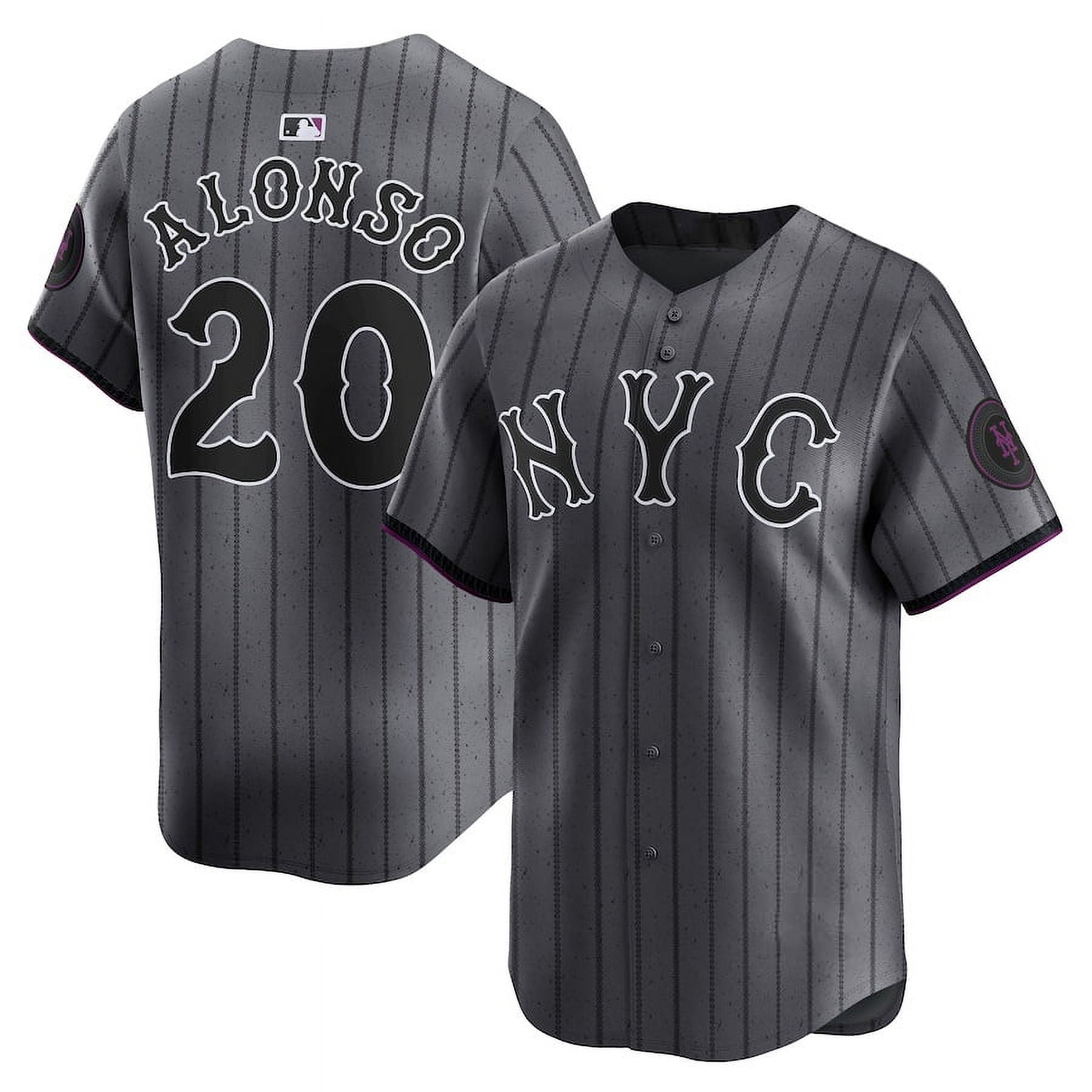 Youth Baseball game Uniforms New York_Mets Pete Alonso 20 Graphite