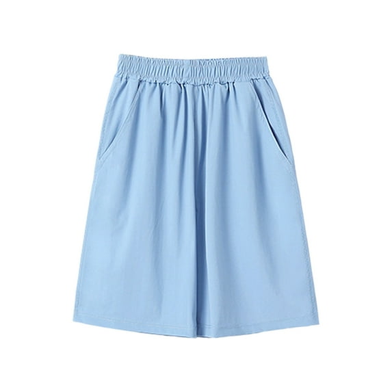 Youth Basketball Shorts for Boys Size 10 Solid Color Elastic Waisted Short Pants Casual Loose Soft Comfortable Cotton Shorts Summer Daily Outerwear Beach Shorts Light Blue 7-8 Years