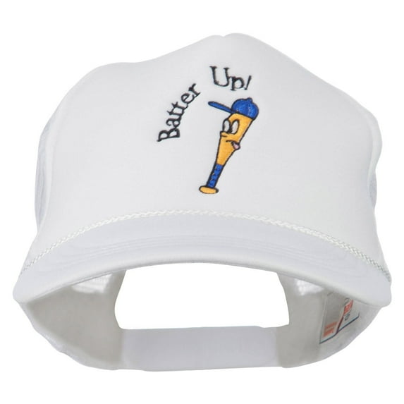 Youth Batter Up Embroidered Mesh Cap - White OSFM