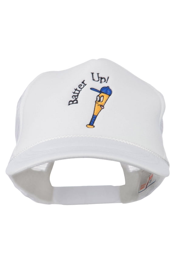 Youth Batter Up Embroidered Mesh Cap - White OSFM