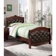 thumbnail image 1 of Twin Size Plywood Platform Bedframe with Espresso Faux Leather Headboard and Footboard for Bedroom, 1 of 16