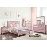 Ariston Bedroom Set Twin Size Bed with Nightstand Rose Gold