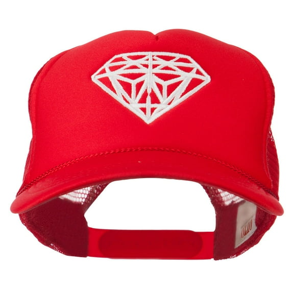 Youth Big Diamond Outline Embroidered Mesh Cap - Red OSFM