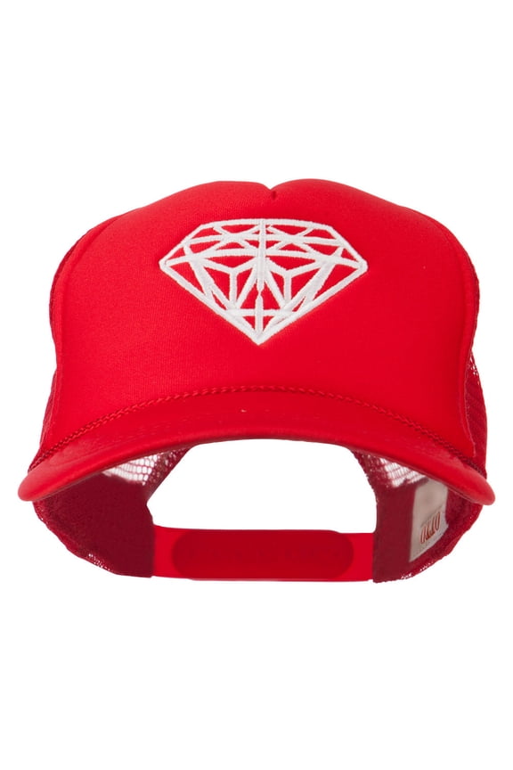 Youth Big Diamond Outline Embroidered Mesh Cap - Red OSFM