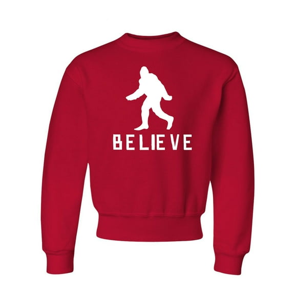 Youth Bigfoot Believe Sasquatch Squatch Crewneck Sweatshirt