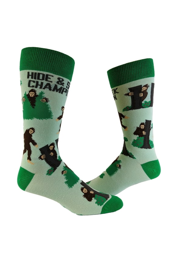 Youth Bigfoot Hide and Seek Champion Socks Funny Camping Sasquatch Knit Novelty Footwear