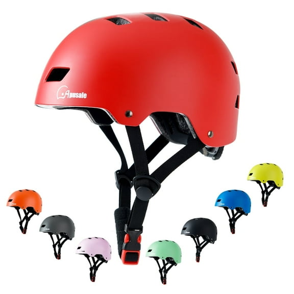 Youth Bike Skateboard Helmet Adjustable and Multi-sport for Skate Scooter, Size for Men Women (Red m)