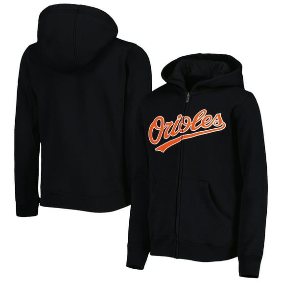 Youth Black Baltimore Orioles Wordmark Full-Zip Fleece Hoodie