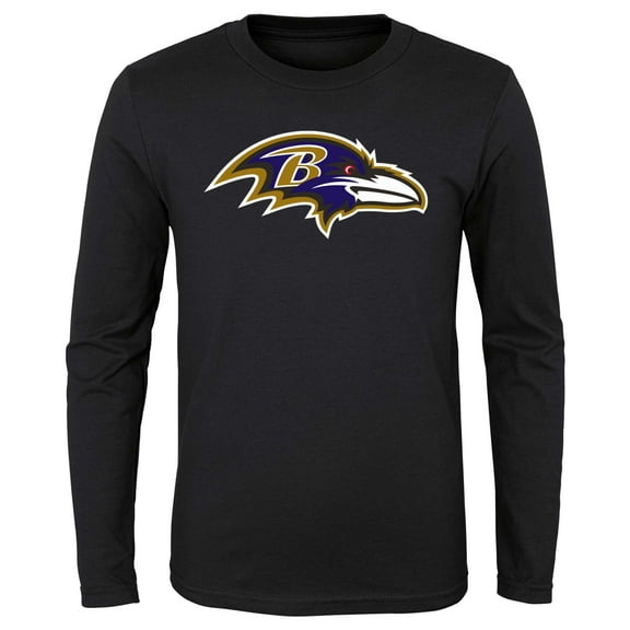 Youth Black Baltimore Ravens Primary Logo Long Sleeve T-Shirt