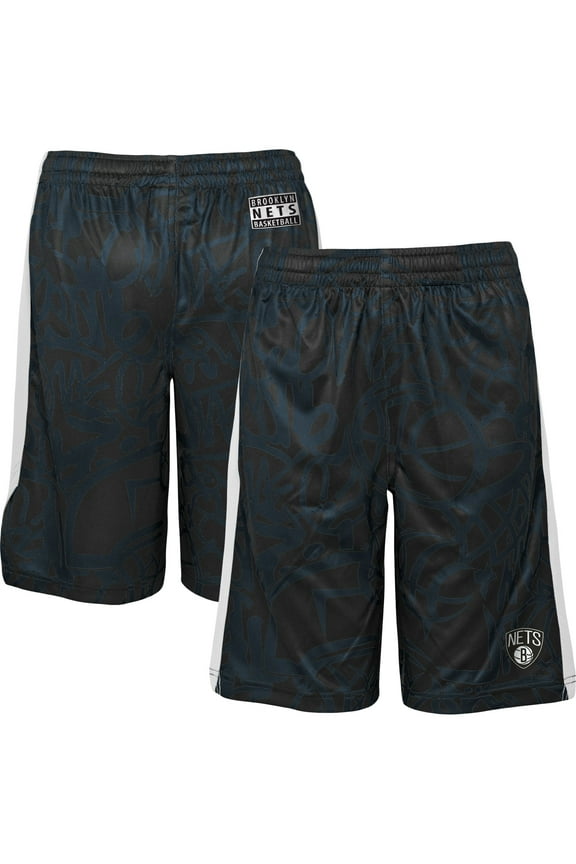 Youth Black Brooklyn Nets Scribble Dribble Baller Shorts