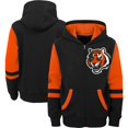 thumbnail image 1 of Youth Black Cincinnati Bengals Colorblock Full-Zip Hoodie, 1 of 3