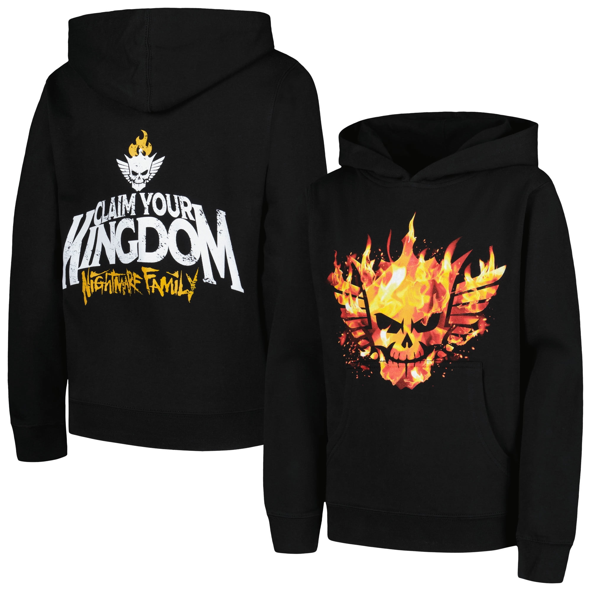Youth Black Cody Rhodes Claim Your Kingdom Flames Pullover Hoodie