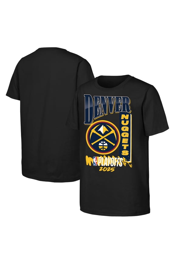 Youth Black Denver Nuggets 2025 NBA Playoffs Hype T-Shirt