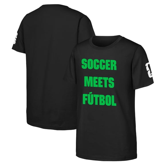 Youth Black FIFA World Cup 2026 Soccer Meets Futbol T-Shirt