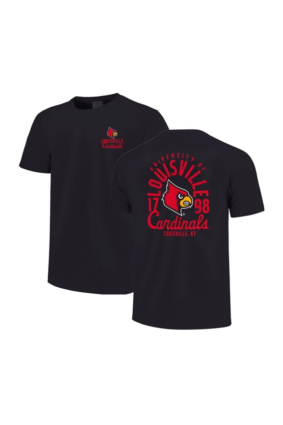 Youth Black Louisville Cardinals Comfort Colors Mascot Overlay T-Shirt