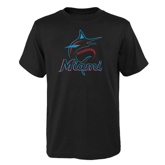 Youth Black Miami Marlins Logo Primary Team T-Shirt