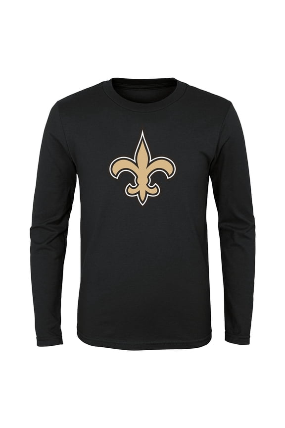 Youth Black New Orleans Saints Primary Logo Long Sleeve T-Shirt