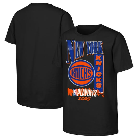 Youth Black New York Knicks 2025 NBA Playoffs Hype T-Shirt