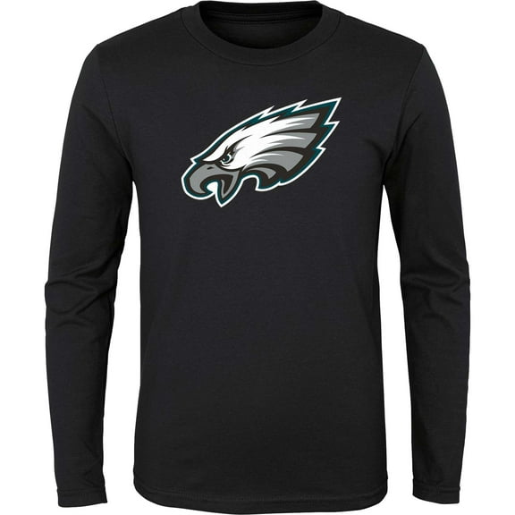 Youth Black Philadelphia Eagles Primary Logo Long Sleeve T-Shirt