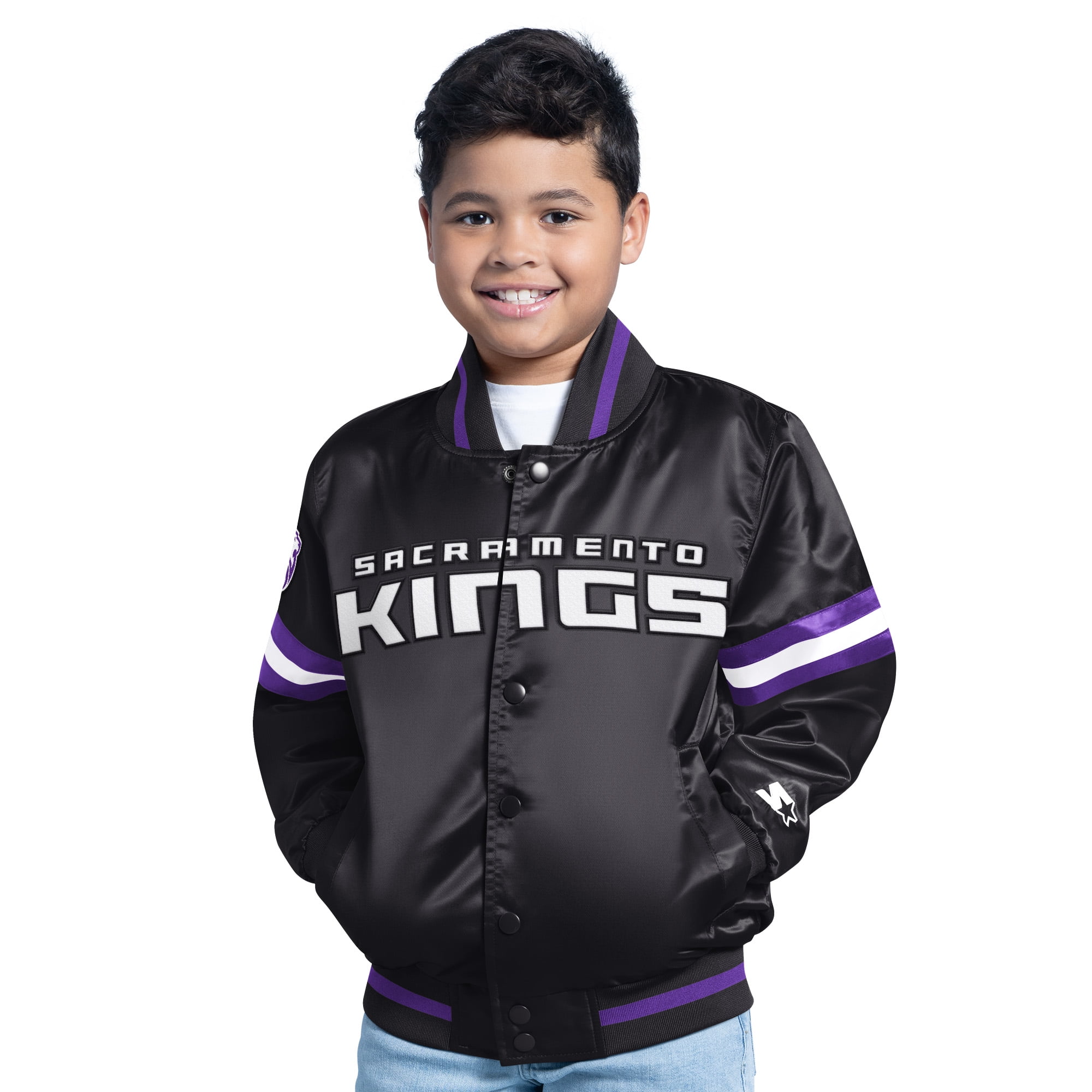 Youth Black Sacramento Kings Scrimmage Full-Snap Varsity Jacket