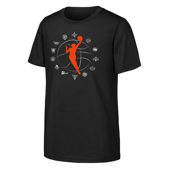 Youth  Black WNBA All Teams Circle T-Shirt