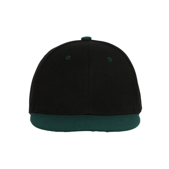 Youth Blank Two-Tone Snapback Hat - Black/Forest Green