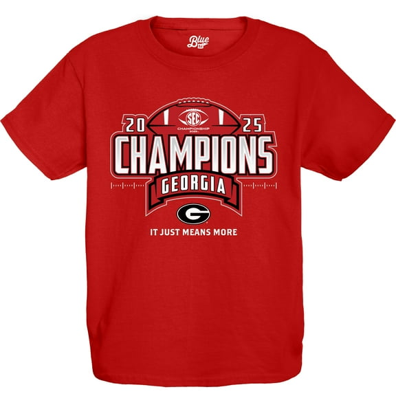 Youth Blue 84 Red Georgia Bulldogs 2025 SEC Football Champions Locker Room T-Shirt