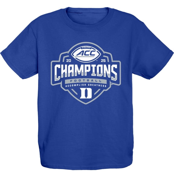 Youth Blue 84 Royal Duke Blue Devils 2025 ACC Football Champions Locker Room T-Shirt